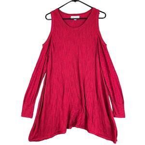 Knox Rose Womens Sweater Red Cold Shoulder Scoop Neck Asymmetrical Boho Chic XL